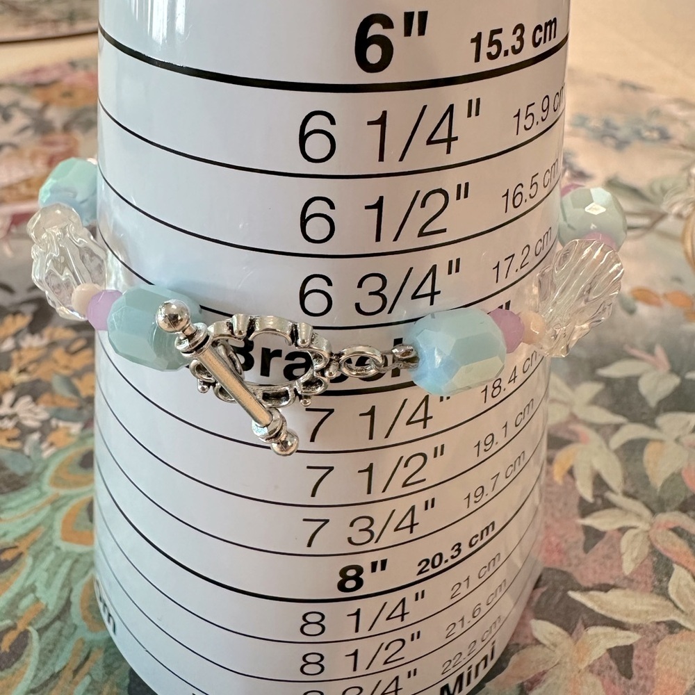 Handmade Bracelet & Earring Set Robins Eggs Blue Lavender Purple Toggle Clasp - Picture 6 of 12